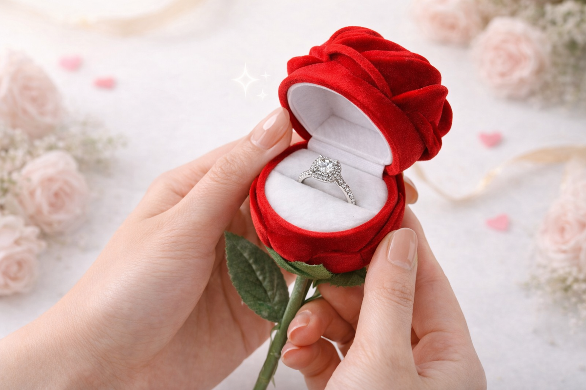 Bloom & Vow Ring Rose – Hidden Surprise Rose Ring Box for Proposals & Gifts