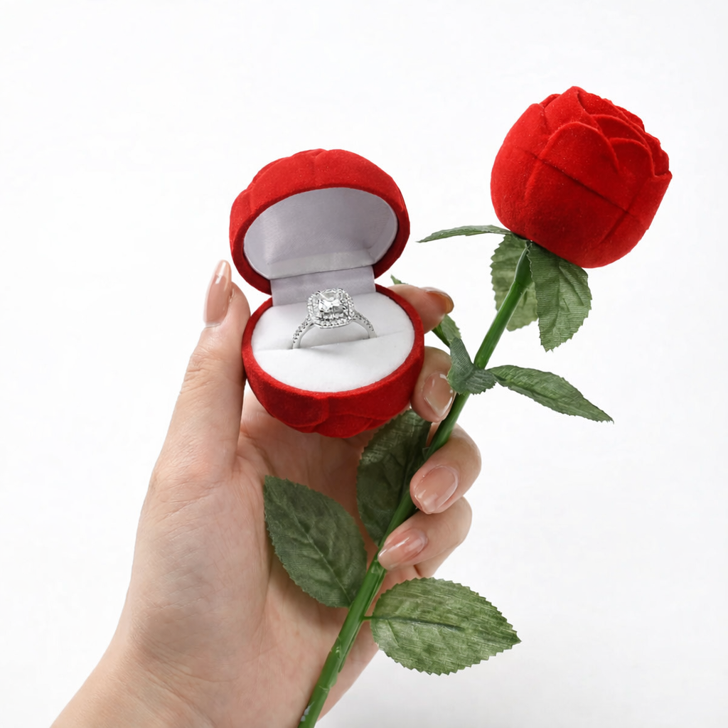 Bloom & Vow Ring Rose – Hidden Surprise Rose Ring Box for Proposals & Gifts
